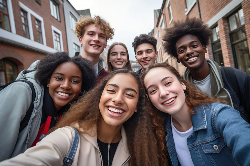 group of teens smiling