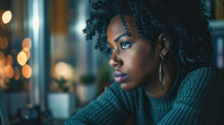 black woman battling addiction and needing treatment